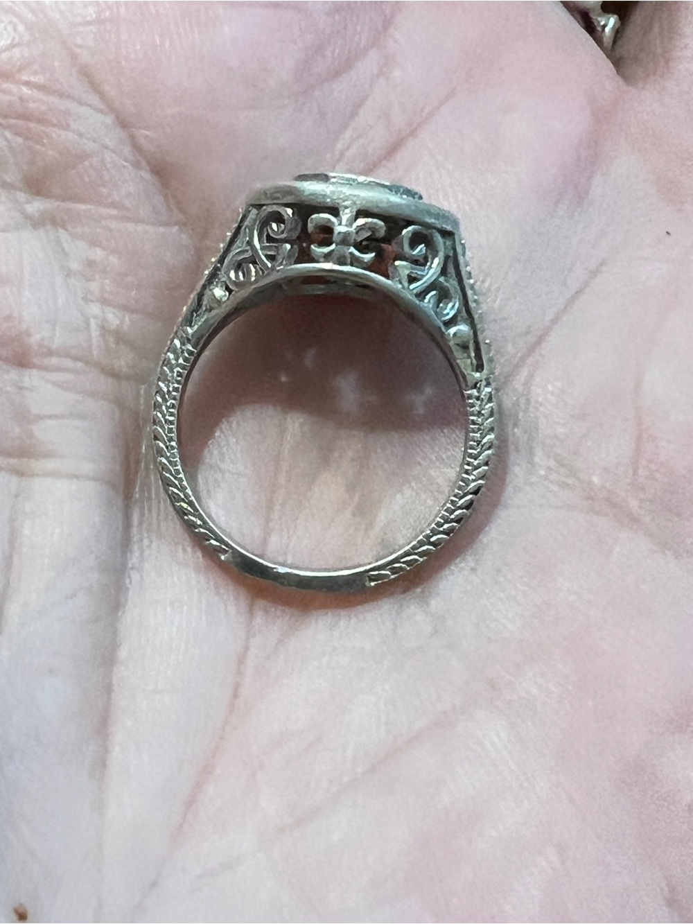 Vintage Style Sterling Silver White CZ Halo Ring Sz 5 - Picture 7 of 8